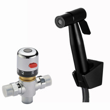 black color Toilet Weel Hand held Diaper Spray Shower Set Shattaf Bidet Sprayer 38 degress thermostatic valve Jet  BD550 2024 - buy cheap