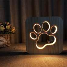 Ins Wooden Lamp Animal Cat Paw Lamp 3D USB LED Table Light Switch Control Wood Carving bed Lamp for Child kids Room Decoration 2024 - compre barato