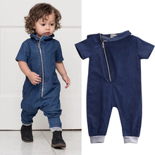 2019 Brand New Baby Boys Clothes Denim Romper Short Sleeve Fashion Clothing Zipper Jumpsuit Outfits One pieces 2024 - buy cheap