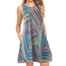 Jaycosin vestido feminino, de verão, casual, sem mangas, estampado floral, com bolso, tamanhos grandes z1229 2024 - compre barato