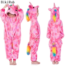 BIKIRUB-pijamas para niños y niñas, conjunto de Pijama de franela con viñetas de animales de unicornio pegaso 2024 - compra barato