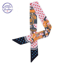 2018 New Fashion Brand Love Lock Silk Small Ribbon Women Silk Scarf Handbag Ribbons Female Head Scarf Long Scarves Wholesale 2024 - buy cheap