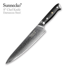 Sunnecko 8 "faca do chef japonês facas de cozinha vg10 damasco aço g10 lidar com lâmina afiada para durável e prático 2024 - compre barato
