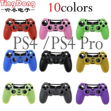 Funda de goma de silicona suave para Play Station Dualshock 4, PS4, DS4 Pro, piel de mando delgada + 2 tapas de empuñaduras para Thumb Stick 2024 - compra barato