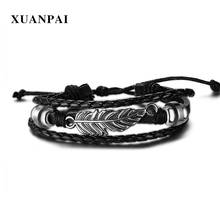 XUANPAI big size adjustablet length men bracelet Vintage Leather Bracelet Bangle for male Feather Charms Bracelets Jewelry 2024 - buy cheap