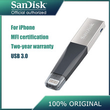 SanDisk 128GB OTG USB Flash Drive 64GB 256GB SDIX40N Pen Drive 3.0 PenDrives 32GB double interface for iPhone iPad APPLE MFi 2024 - buy cheap