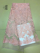 SYJ-72210 нигерийская Свадебная кружевная ткань с блестками, Высококачественная французская вышитая сетчатая кружевная ткань для вечернего платья 2024 - купить недорого