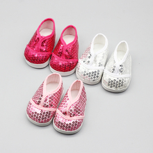 1pair Doll Shoes 3 Colors Sequined Shoes Fit 43cm Baby Doll and 18 inch Girl Doll Accessories BJD Doll toy 2024 - buy cheap