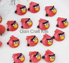 Set of 150pcs cute glitter red bird resin cabochons (20mm) Cell phone decor decoden flatback kitsch collection DIY craft kit 2024 - buy cheap