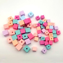 30PCS/lot 15mm Candy Color Square Wooden Beads Spacer Hollow Beads For Neckles Handmade DIY Craft Clothes Decor 2024 - buy cheap