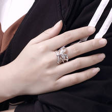 Посеребренное кольцо, серебряные модные ювелирные изделия, инкрустированные камнями бабочки открытые женские и мужские подарочные серебряные кольца на палец 2024 - купить недорого