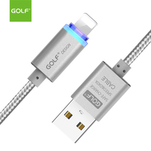 GOLF 1m LED USB Charging Cable For iPhone 5 5S 6 6S 7 8 Plus X SE 9 iPad 4 Metal Braided USB Data Sync Fast Phone Charger Cable 2024 - buy cheap