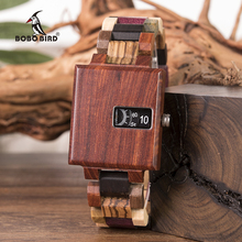 Relogio Masculino Top Luxury Wood Watch Men Wristwatch erkek kol saati Male Quartz Square Watches With Gift Bamboo Box L-R23 2024 - buy cheap