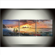 Seascape Oil Painting Elephant Theme High Quality Handmade Home Decor Art Wall Pictures On Canvas Painting Free Shipping 2024 - buy cheap