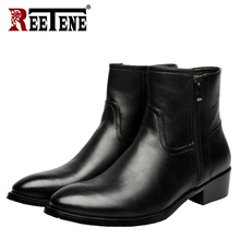 REETENE Men Fashion Ankle Boots Genuine Leather British Men Boot High Quality Casual Men Shoes Waterproof Male Botas 2024 - buy cheap