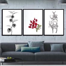 Arte de pared de espacio HD para decoración del hogar, pintura de Animal encantador, ciervo, flor, estilo nórdico, póster de impresiones de lienzo, imagen moderna para sala de estar 2024 - compra barato