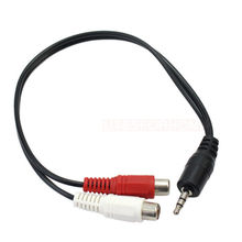 Разветвитель Y-образного кабеля со штекером AUX 3,5 мм на 2 гнезда RCA, адаптер для стерео аудио динамика, линия шнура мини-джека на 2-RCA аудио Y-образный адаптер, провод 2024 - купить недорого