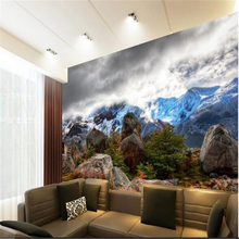 Papel de pared de beibehang montañas nevadas nubes fotografía de piedra Mural de fondo moderno para sala de estar pintura grande decoración del hogar 2024 - compra barato