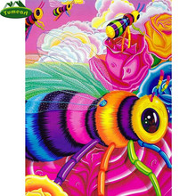 YUMEART-pintura de diamante 5D por número, mosaico completo de diamantes cuadrados, pasatiempo de abeja y artesanía, imágenes coloridas de abeja de diamantes de imitación 2024 - compra barato