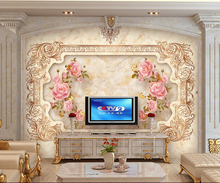 Custom papel DE parede 3 d,pink rose stone murals for the living room bedroom TV background wall waterproof wallpaper 2024 - buy cheap