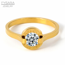 Женское кольцо с австрийскими кристаллами FYSARA, кольцо из титановой стали розового золота, обручальное кольцо 2024 - купить недорого