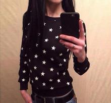 Женщины новая мода Pentagram звезды печати Кофты осень с длинным рукавом красочные пуловеры топы 2024 - купить недорого