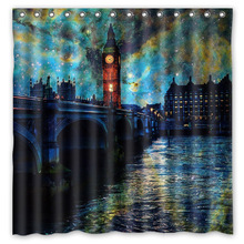 Cortina de ducha de baño impermeable con estampado de Big Ben, tejido de poliéster ecológico, diseño moderno, 180x180cm 2024 - compra barato