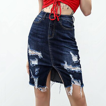  Ripped Bodycon Midi Denim Skirts Womens Sexy Pencil Skirt Ladies Wrap Jeans Skirt 2024 - buy cheap