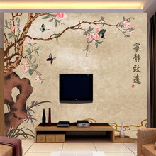 Custom wallpaper quiet Zhiyuan Chinese style TV background wallpaper mural high-grade waterproof material 2024 - buy cheap