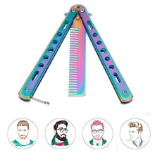 Stainless Steel Practice Training Butterfly Knife Comb Beard & Moustache Brushes Foldable Comb Hairdressing Styling Tool 2024 - buy cheap