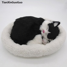 26x17cm black sleeping cat hard model polyethylene&furs breathing cat prop,home decoration toy gift s1809 2024 - buy cheap
