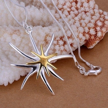 fine silver plated pendant 925-sterling-silver jewelry gold starfish pendants necklace for women men +chain SP026 2024 - buy cheap