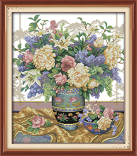 Oriental vase cross stitch kit flower 18ct 14ct 11ct count printed canvas stitching embroidery DIY handmade needlework 2024 - buy cheap