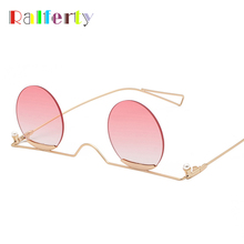 Ralferty óculos de sol redondo feminino, novo designer de marca, óculos de sol pequenos sem aro, vintage, retrô, legal, decorar oculos j603, 2019 2024 - compre barato