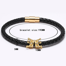 Mcllroy Black Leather bracelet/genuine/men/women bracelets bangles luxury gold crown cz zircon magnet bracelet male jewelry 2019 2024 - buy cheap