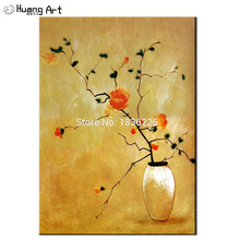 Pintura abstrata artesanal em tela, de flor laranja, pintura a óleo para sala de estar ou quarto, decoração, amarelo, quadros de parede 2024 - compre barato