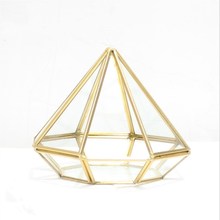 Cobre oito-face diamante-em forma de caixa de jóias geométricas sala de flor de vidro bandeja de vidro em forma de coração dourado placa de jóias 2024 - compre barato