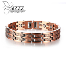 SIZZZ-pulsera magnética de cobre rojo para hombre, brazaletes de estilo europeo y americano, características originales 2024 - compra barato