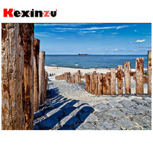 Алмазная 5D картина kexinzu, «сделай сам», квадратная/круглая, «песчаный пляж, морской пейзаж», вышивка крестиком, мозаика, картина, подарок 2024 - купить недорого