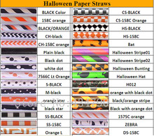 Free DHL 1500 pcs Over 300 Designs Halloween Paper Straws Bulk-Black Orange Striped Dot Chevron Star Damask Plain Bat Cute Party 2024 - buy cheap