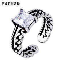 PXCHZQ 925 Stamp Silver plated woman Jewelry ring opening twist chain shiny zircon vintage ring optional three - color live ring 2024 - buy cheap