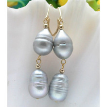 WOW 2line 13mm drip gray freshwater pearl dangle earring plated 2024 - buy cheap
