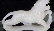 YM  304    9" Chinese White Jade Handmade Carving Zodiac Year Animal Tiger Tigers Statue 2024 - buy cheap