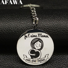 2021 New Fashion Maman Stainless Steel Key Chain for Women Round Silver Color Pendant for Key Jewelry porte clef K863S01 2024 - buy cheap