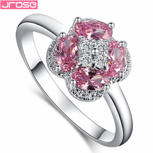 JROSE Flower Syle Blue & White & Purple & Pink Cubic Zirconia White GoldPlatedFashion Ring Size 6 7 8 9 10 Beautiful Women Gift 2024 - buy cheap