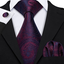 Классические дизайнерские Галстуки Barry.Wang, фиолетовые галстуки с пейсли, 8,5 см, набор шелковых галстуков Hanky Box, подарки для мужчин на свадьбу, галстуки для жениха, LS-5160 2024 - купить недорого
