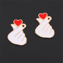 8Pcs  Silver Color Enamel I Love You Sign Language Gesture Charms Making Best Friends Gift Pendant Jewelry Crafts 24X18mm A3165 2024 - buy cheap