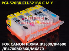 PGI-520 CLI-521 перезаправляемый картридж для canon PIXMA IP3600 IP4600 IP4700 MX860 MX870 MP540 MP550 MP560 MP620 MP630 MP640 2024 - купить недорого