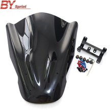 Acessórios para motocicleta, viseira para-brisa, preto, para yamaha mt07 flash fz07 2014-2018, bolha dupla, 2014 2024 - compre barato