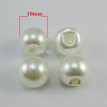 Botones de perlas de imitación de plástico 200 unids/lote agujero lateral de 10mm, botones blancos marfil para manualidades, accesorios para coser ropa, álbumes de recortes 2024 - compra barato
